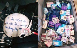 Dòng chữ nắn nót trên mũ bảo hiểm: "Tôi bị nấm đầu, vì sức khỏe của bạn, xin đừng lấy"