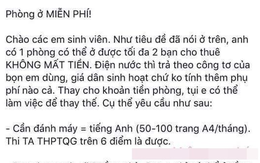 Đăng tin cho sinh viên ở trọ miễn phí kèm điều kiện "khó nhằn", thầy giáo bị lên án