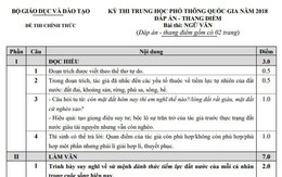 Đáp án chính thức môn Văn của Bộ GDĐT kỳ thi THPT quốc Gia 2018