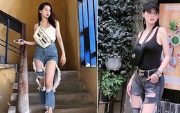 Đã là "mẹ bỉm sữa" 2 con mà Tâm Tít vẫn tự tin khoe dáng chuẩn trên phố với bodysuit và quần jeans rách toang