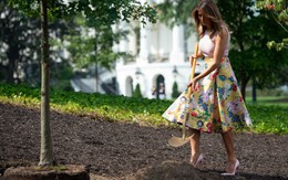 24h qua ảnh: Bà Melania Trump bị chỉ trích vì diện váy, mang giày cao gót đi trồng cây
