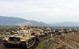 Một đoàn xe tăng Thổ Nhĩ Kỳ rầm rập tiến đến, áp sát biên giới Syria