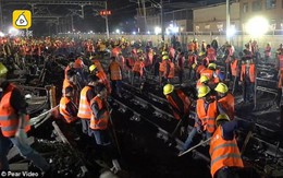 Chóng mặt: Công nhân Trung Quốc xây đường sắt mới chỉ trong 9 tiếng