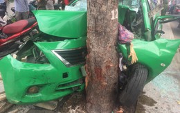 Taxi Mai Linh tông vào gốc cây, tài xế cùng khách nhập viện