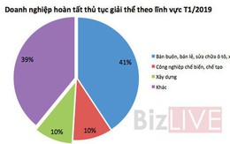 Doanh nghiệp giải thể tăng 16% so với cùng kỳ 2018