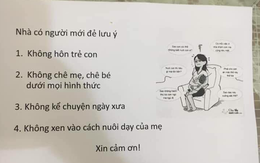 Đi thăm bà đẻ, khách ngớ người khi tờ giấy 'sửa gáy' treo ngoài cửa