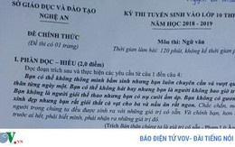 Thông tin chính thức sự trùng hợp đề thi môn Văn vào lớp 10 ở Nghệ An