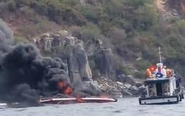 Cháy ca nô trên vịnh Nha Trang, hai thuyền viên bị bỏng