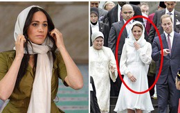 Meghan Markle bị chê kém tinh tế, thua xa chị dâu Kate khi lần đầu tiên đội khăn trùm đầu theo kiểu Hồi giáo