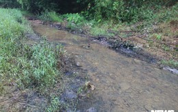 Ảnh: Cận cảnh con suối đen sì gần nhà máy nước sạch sông Đà bị 'đầu độc' bởi dầu thải