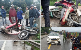 Tai nạn liên hoàn giữa xe con và 2 xe máy, 3 người phải nhập viện cấp cứu