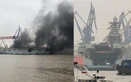 Tàu chiến siêu lớn của Hải quân Trung Quốc bốc cháy, khói đen bốc lên ngùn ngụt