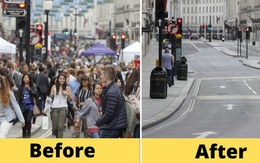 Loạt ảnh Before - After cho thấy London vắng lặng đến 'siêu thực' sau lệnh phong tỏa để chống dịch Covid-19