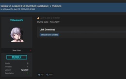 Nghi vấn 7 triệu dòng thông tin cá nhân gồm cả số điện thoại của người dùng website Tailieu.vn đang bị rao bán trên diễn đàn hacker