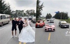 Đoàn xe sang rước dâu dừng chụp ảnh giữa đường ở Hải Dương bị công an xử lý