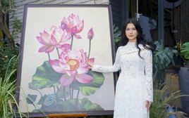 Bức tranh hoa sen của ca sĩ Phúc Anh được xác lập kỷ lục Việt Nam