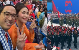 Vợ chồng Tăng Thanh Hà - Louis Nguyễn chia sẻ khoảnh khắc xúc động từ khán đài theo dõi Lễ diễu binh, diễu hành 30/4