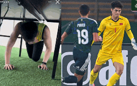 Sao thủ môn hotboy Trần Trung Kiên U23 Việt Nam phải chui gầm bàn thế này!