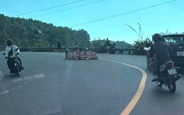 Xác minh vụ nhóm người ngồi chụp ảnh giữa khúc cua trên đèo Hải Vân