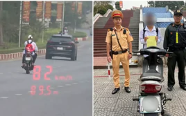 Nam sinh 16 tuổi chạy xe máy hơn 80km/h, quay đầu khi gặp CSGT