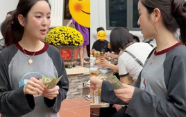 Chu Thanh Huyền cầm cả sấp 100k lì xì vẫn bị chê "keo kiệt" vì: Giàu như vậy phải cho 500k?