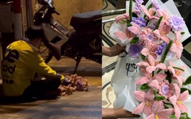 Nam shipper ở Hà Nội ngồi lề đường, làm hoa kẽm nhung lúc nửa đêm: Lên tiếng nói rõ tình cảnh khi bị tố "dàn dựng"