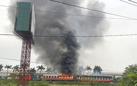 Cháy tàu hỏa gần ga Tiền Trung, Hải Phòng