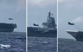 J-35 và J-15T thực hành ‘chạm rồi bay’ trên siêu tàu sân bay hiện đại nhất Trung Quốc