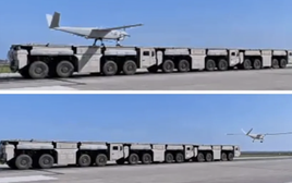Khoảnh khắc UAV Trung Quốc cất cánh từ máy phóng điện từ gắn trên xe tải