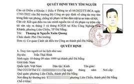 Công an truy tìm 2 người tên Lê Văn Cảnh SN 2002 và Trần Thái Bình SN 1999
