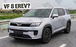SUV VinFast cỡ trung mới lần đầu lộ diện trên đường: Dáng góc cạnh, gầm cao hơn VF 8, một chi tiết giống xe hybrid