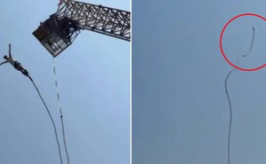 Đang nhảy bungee ở độ cao 30 mét thì đứt dây treo, người đàn ông rơi thẳng xuống đáy hồ