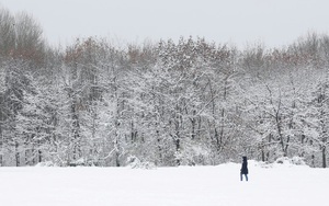 24h qua ảnh: Cô gái đi trong công viên phủ tuyết trắng ở Bulgaria
