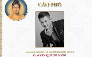 Ưng Hoàng Phúc đăng cáo phó, thông báo chính thức về tang lễ của Vân Quang Long ở Việt Nam