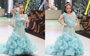 Mẫu nhí Trần Quách Thiên Kim mặc đầm công chúa, tự tin catwalk