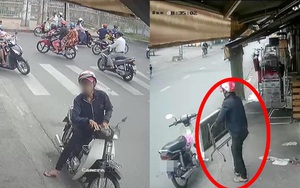 Nam thanh niên dừng xe máy, lao vào vỉa hè bê trộm cái bàn phơi khăn khiến tất cả ngao ngán