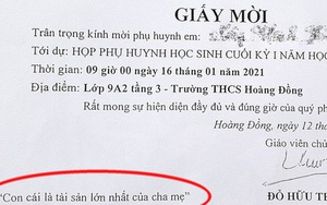 'Tác giả' giấy mời 'Con cái là tài sản lớn nhất của cha mẹ' bị nhắc nhở