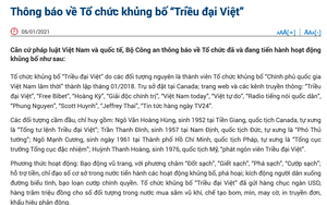 Bộ Công an ra thông báo về Tổ chức khủng bố “Triều đại Việt”