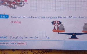 Bài toán cấp 1 gây 'lú': Quan sát tranh rồi tính gà nhẹ hơn chó bao nhiêu cân, đến người IQ 200 cũng chẳng giải được