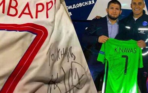 Nhà vô địch Khabib nhận món quà đặc biệt từ siêu sao Kylian Mbappe khi tới dự khán trận đấu tại Champions League