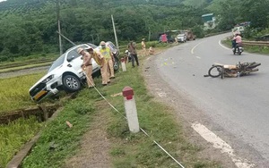 Không đội mũ bảo hiểm chạy xe như bay lấn làn, nam thanh niên nguy kịch sau khi đâm trực diện vào xe bán tải