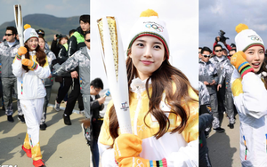 1 nữ thần xứ Hàn từng náo loạn lễ rước đuốc Olympic 2018: Đẹp ngây ngất giữa đoàn diễu hành, chấp ống kính phóng viên zoom sát