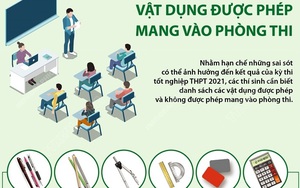 Kỳ thi tốt nghiệp THPT 2021: Vật dụng được phép mang vào phòng thi