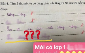 Bài tập Tiếng Việt lớp 1 đặt câu có vần 'iêng', cô giáo đọc xong hạn hán lời, chịu thua với độ điệu của học trò