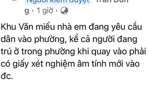 Phường Văn Miếu: Dân có xét nghiệm âm tính mới được về nhà, chủ tịch quận nói gì?