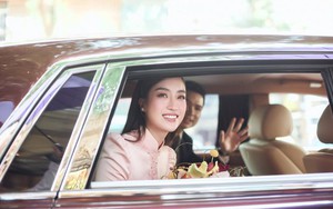 Lễ rước dâu của vợ chồng Hoa hậu Đỗ Mỹ Linh: Toàn xế hộp xịn, cô dâu - chú rể cực tình