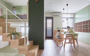 Ngôi nhà 40m² màu xanh matcha với thiết kế tầng lửng xinh yêu của gia đình trẻ