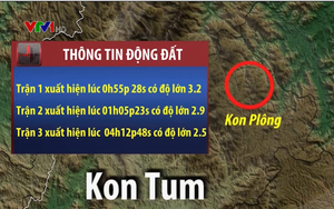 Rạng sáng 21/4, Kon Tum lại xảy ra liên tiếp 3 trận động đất