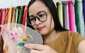 Độc đáo nghề thêu tranh trên lá bồ đề, bán giá tiền triệu