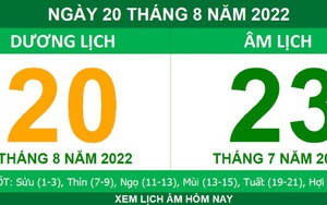 Lịch âm hôm nay thứ Bảy ngày 20/8